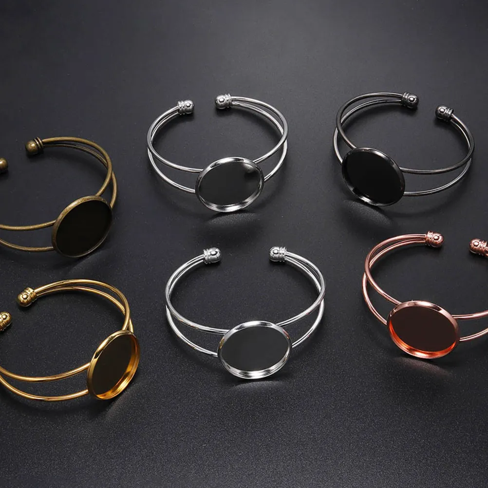 

6Pcs Copper Bracelet Base DIY Oval Bezel Tray 18Mm Rust Resistant Craft Making Resin Photo Jewelry Custom Pendant Supplies