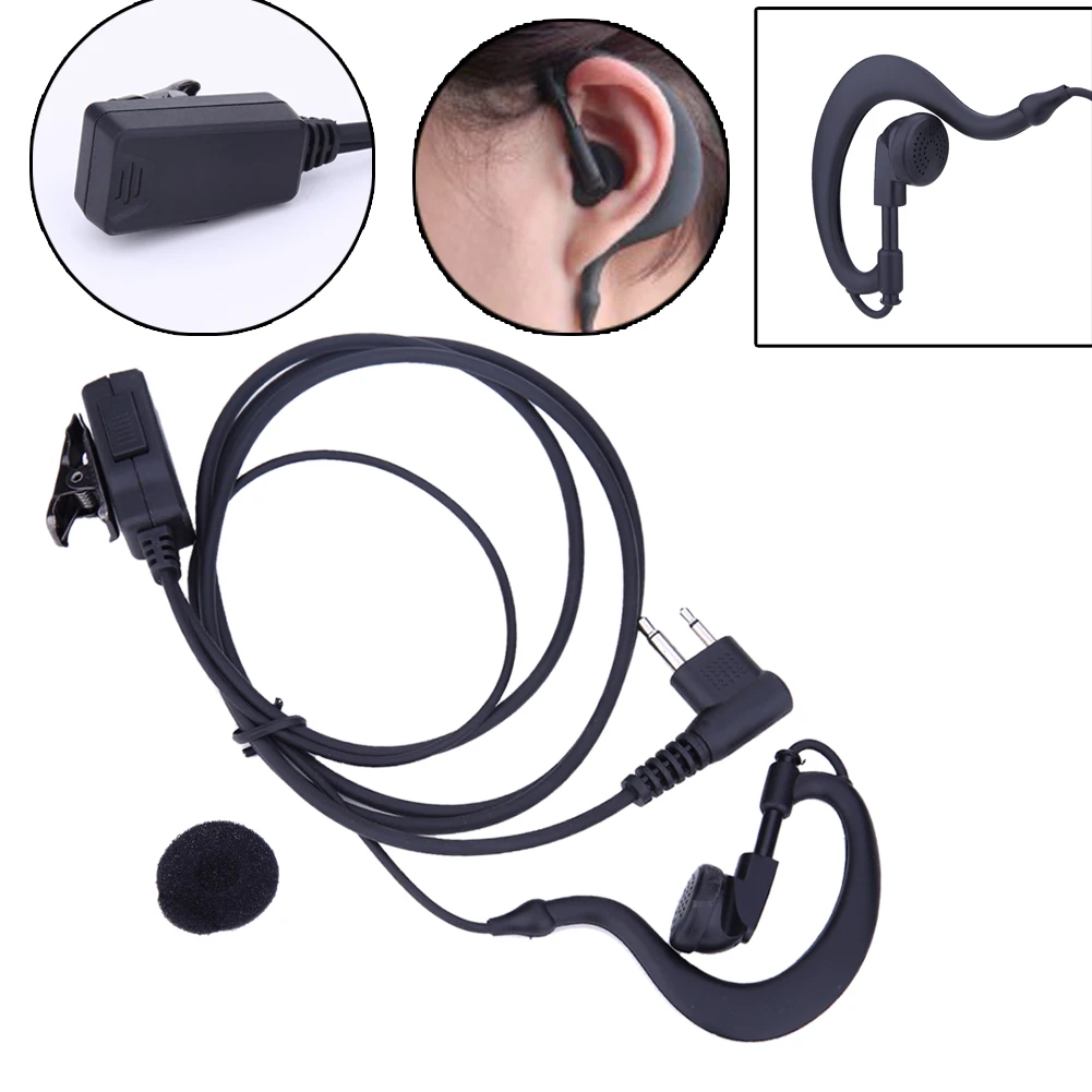 Auricolare con tubo d'aria da 1 m per walkie talkie auricolare con gancio per l'orecchio a 2 pin di ricambio per Motorola CB Radio CP88 CP040 CP100 CP110