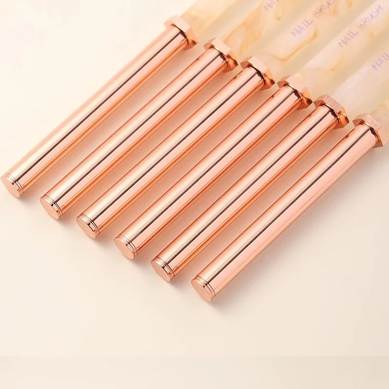 Pennello per unghie 6 stili Pennello per capelli in nylon Pennello triangolare per pittura per unghie Pennello per polvere per gel UV acrilico