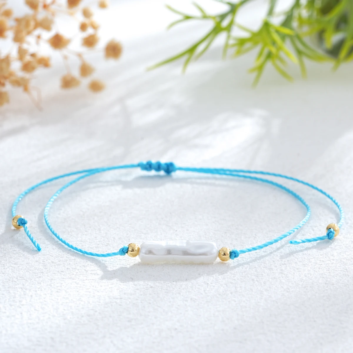 1 PC 2025 New Chinese style long pipa white imitation pearl braided rope adjustable bracelet suitable for women's daily wear