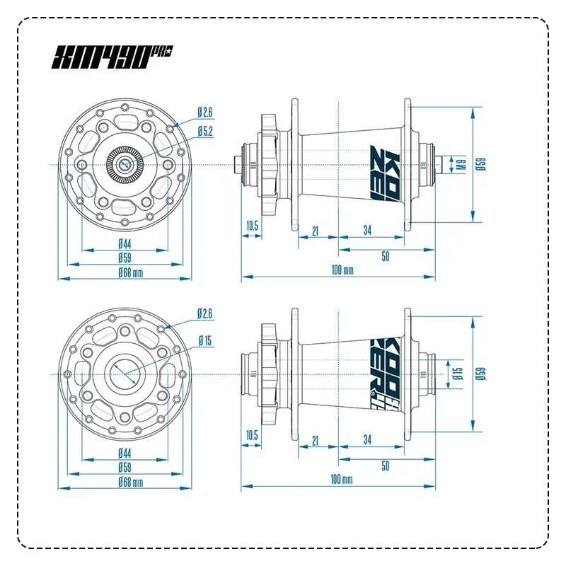 Koozer XM490 pro Front Mtb hubs k7 cube 5x100mm QR 9x100mm TA 15x100mm Thru Axle 24 28 32 36 Holes 2 bearings Bicycle Hub