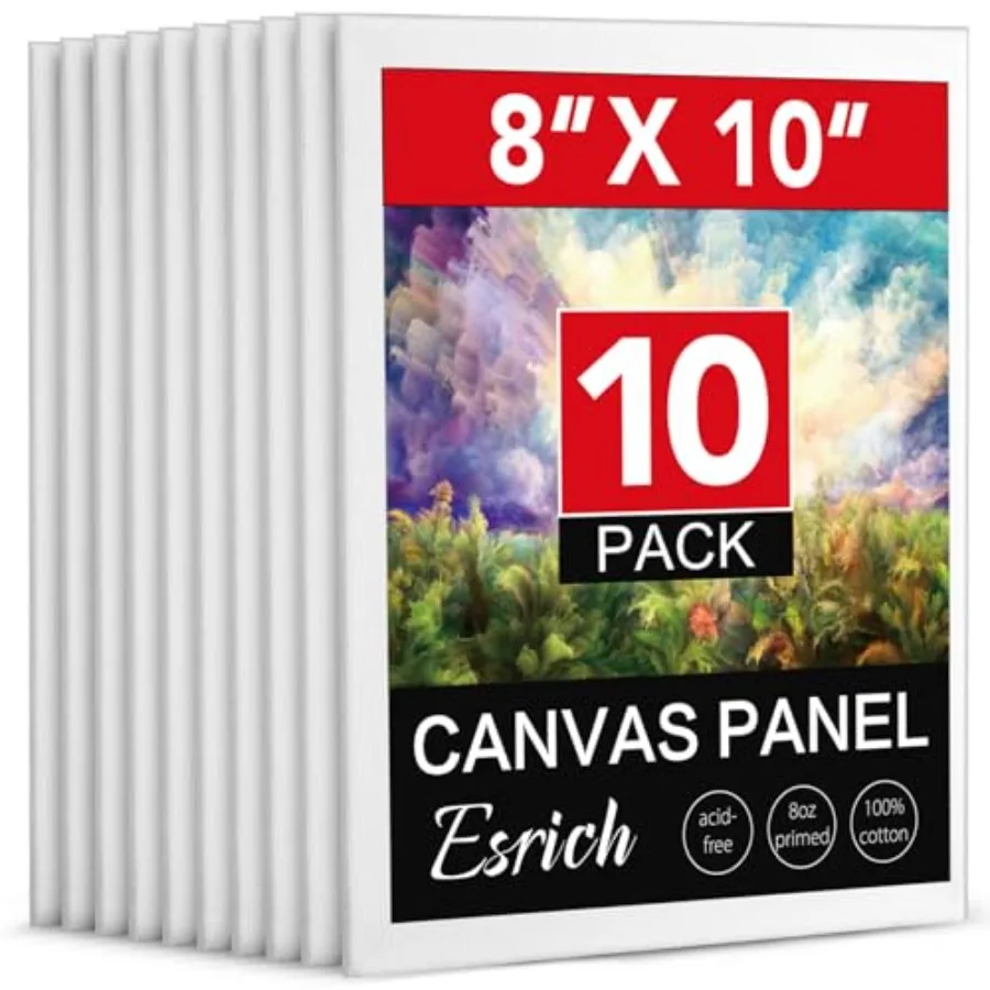 

Canvas Boards for Painting, Pack Canvases for Painting Cotton Primed Acid Free Blank Canvas Panels for Oil Paint, Watercolor, A