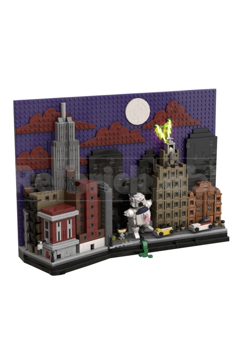 

MOC Ghostbustersed New York City Skyline Bricks Model Movie Street View Architecture Building Blocks Assembly Toys Kids Gifts