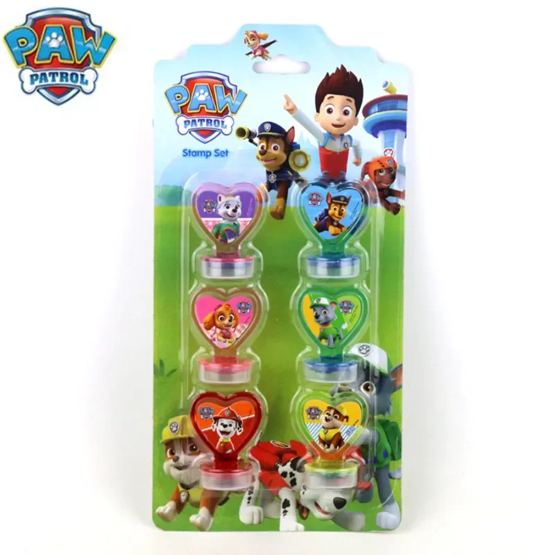 Paw Patrol Cartoon Stamp Unit para crianças, 3D, impermeável, Rescue Puppy, Ryder Chase, Elementary Birthday, Xmas Gift, 6 unidades por conjunto