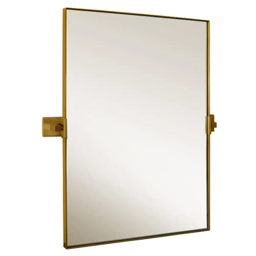 Gold Metal Framed Rectangular Pivot Mirror Wall Beveled Frame Vanity   Decor Bedroom Bathroom Luxury Tilt Design