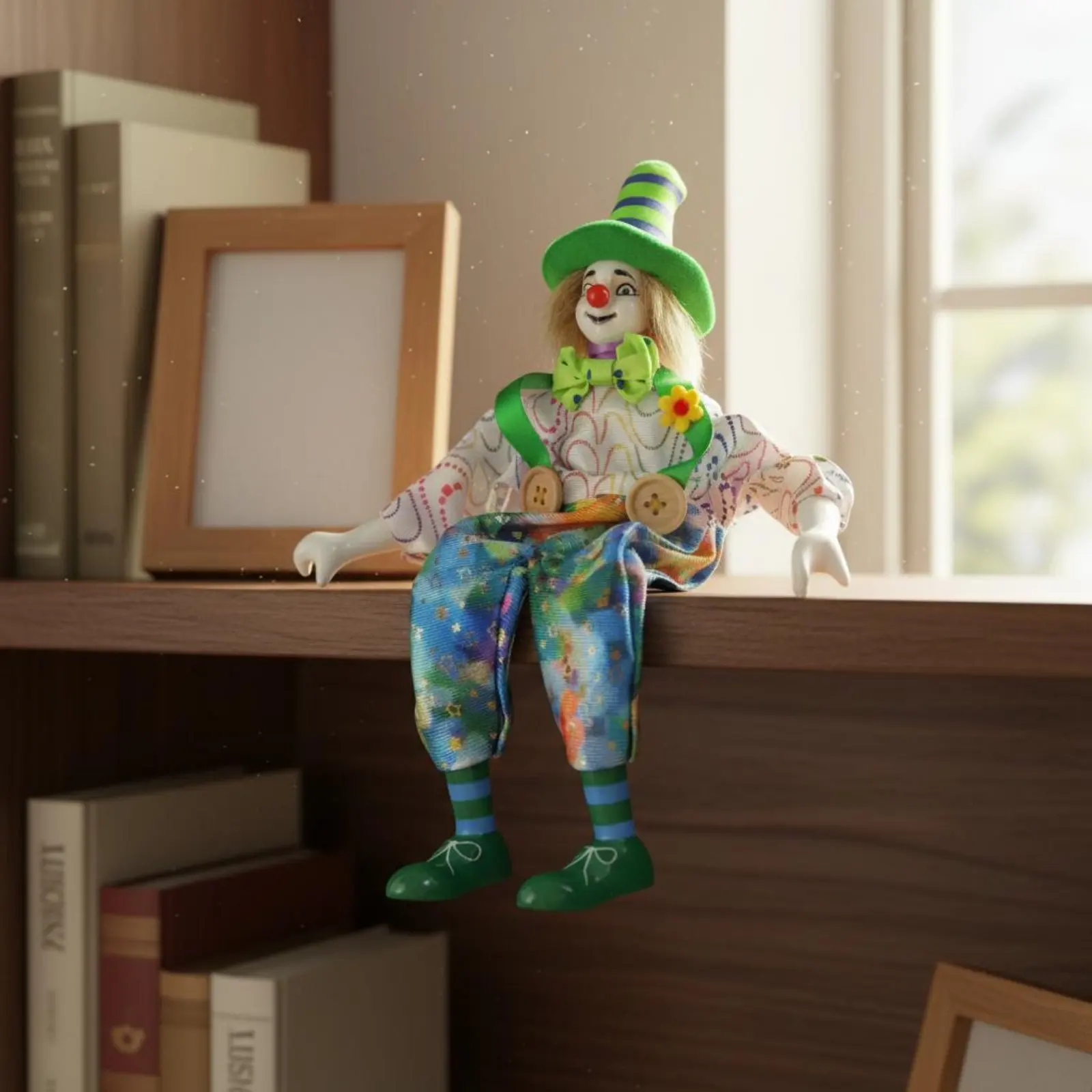 

Porcelain Clown Doll Colorful Costume Handmade Porcelain Clown Doll Carnival Entertainer Figure Vintage Design Home Decoration