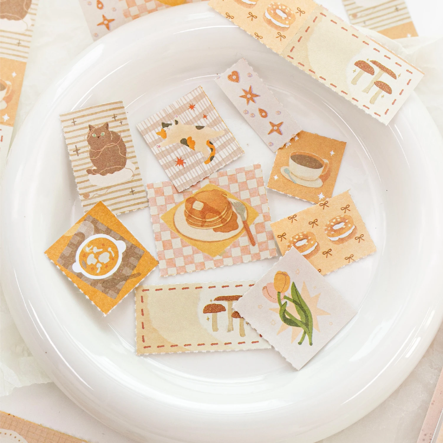 50Pcs Dream Garden Patchwork Writing Paper Stickers, Pastel Cake House Butterfly Decor Sheets for Journal DIY