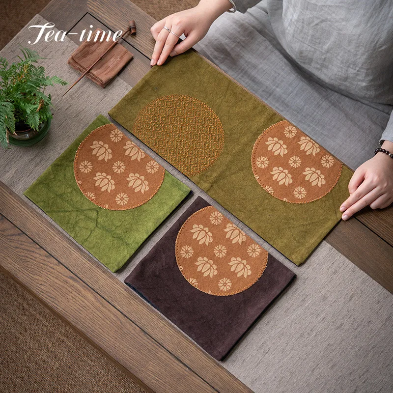 Handmade Tea Mats Canvas Lotus Table Big Napkins Home Tea Towels Versatile Tea Flag Chinese Tea Ceremony Chinese Tea Accessories