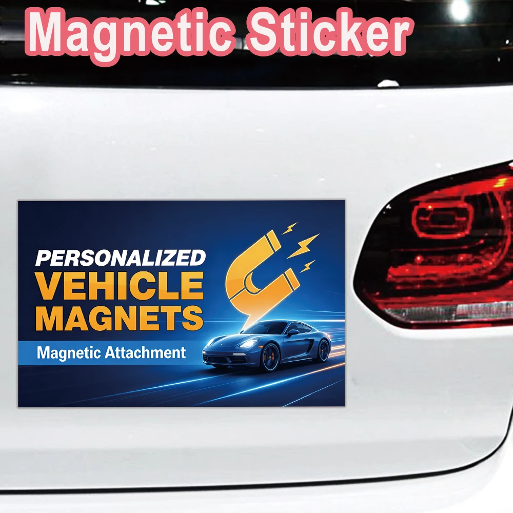 1pc Custom Poster Magnetic Wrap For Hood Decor Customizable Photo Motorcycle Decorative Stickers Car Window Rearview Decals