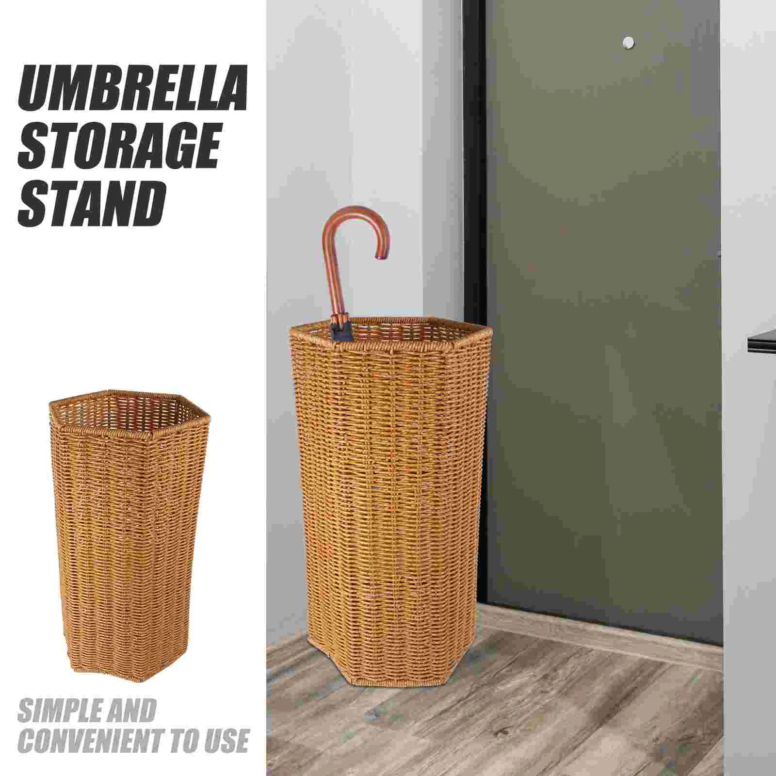 Holder Imitation Rattan Umbrella Stand Bucket Home Storage Basket Plant Entryway