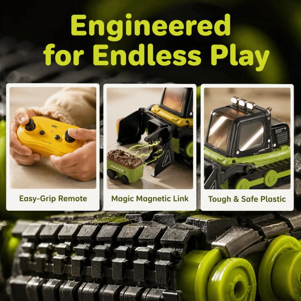 2.4G Remote Control Remote Control Car RC Bulldozer Interactive Racing Design Construction Vehicle Magnetic Car Chain