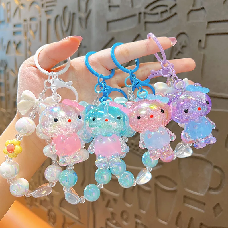 

Sanrio Hello Kitty Keychain Cartoon Colorful Acrylic Phone Chain Kawaii Backpack Pendant Cute Key Accessories Decorated Gifts