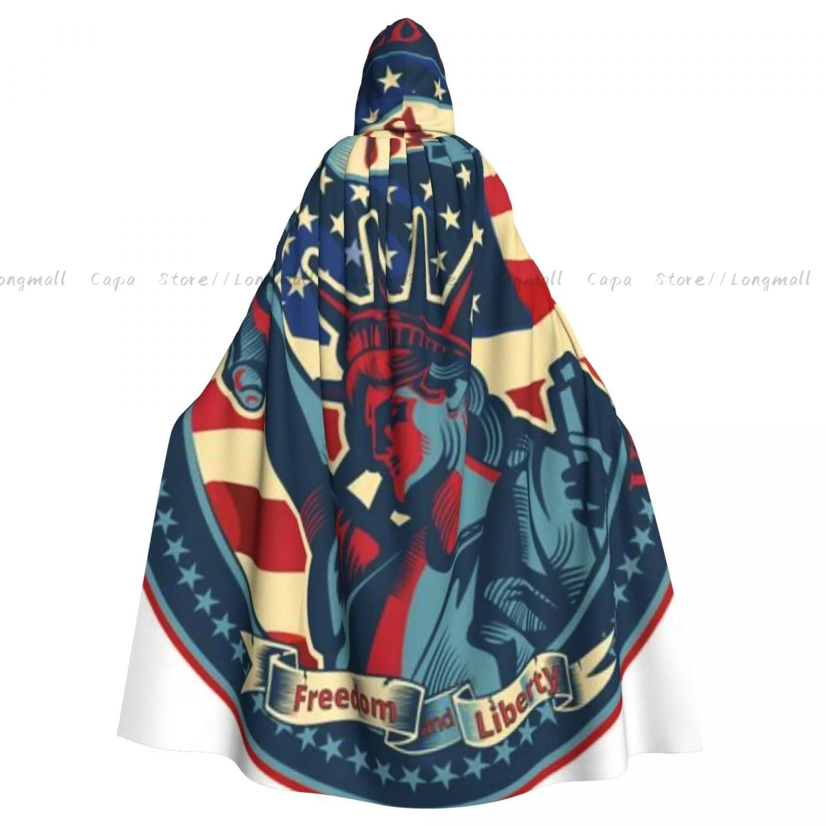 Cosplay Medieval Costumes Statue Of Liberty Symbol Hooded Cloak Capes Long Robes Jackets Coat Carnival