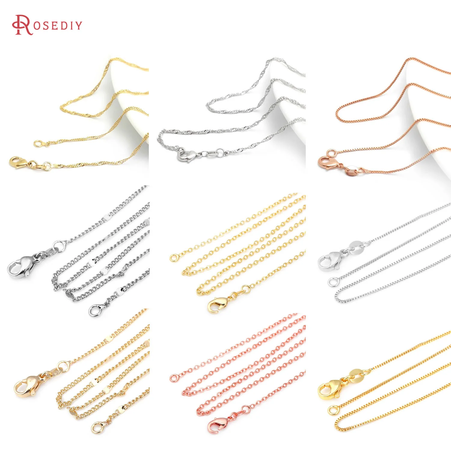 

18K Gold Color Copper with Lobster Clasps Finished Necklace Chains Necklace Diy Accessories