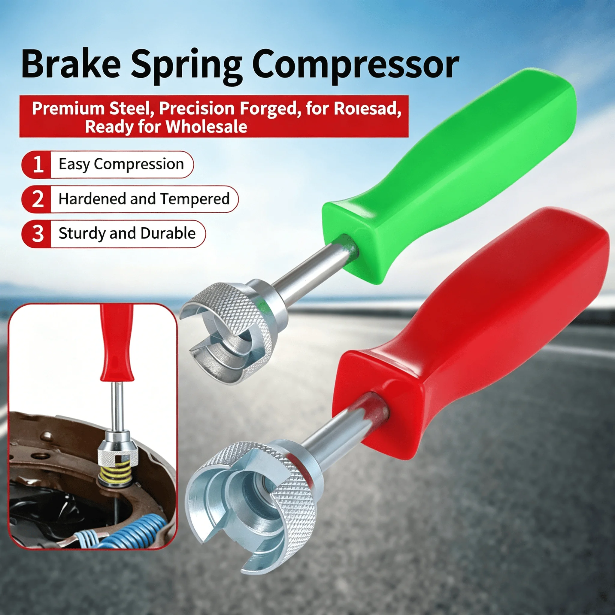 

1pcs 5.7 Inch Car Drum Brake Repair Install Tool Hold Down Washer Spring Shoe Compressor Brake Spring Washer Worker Tool