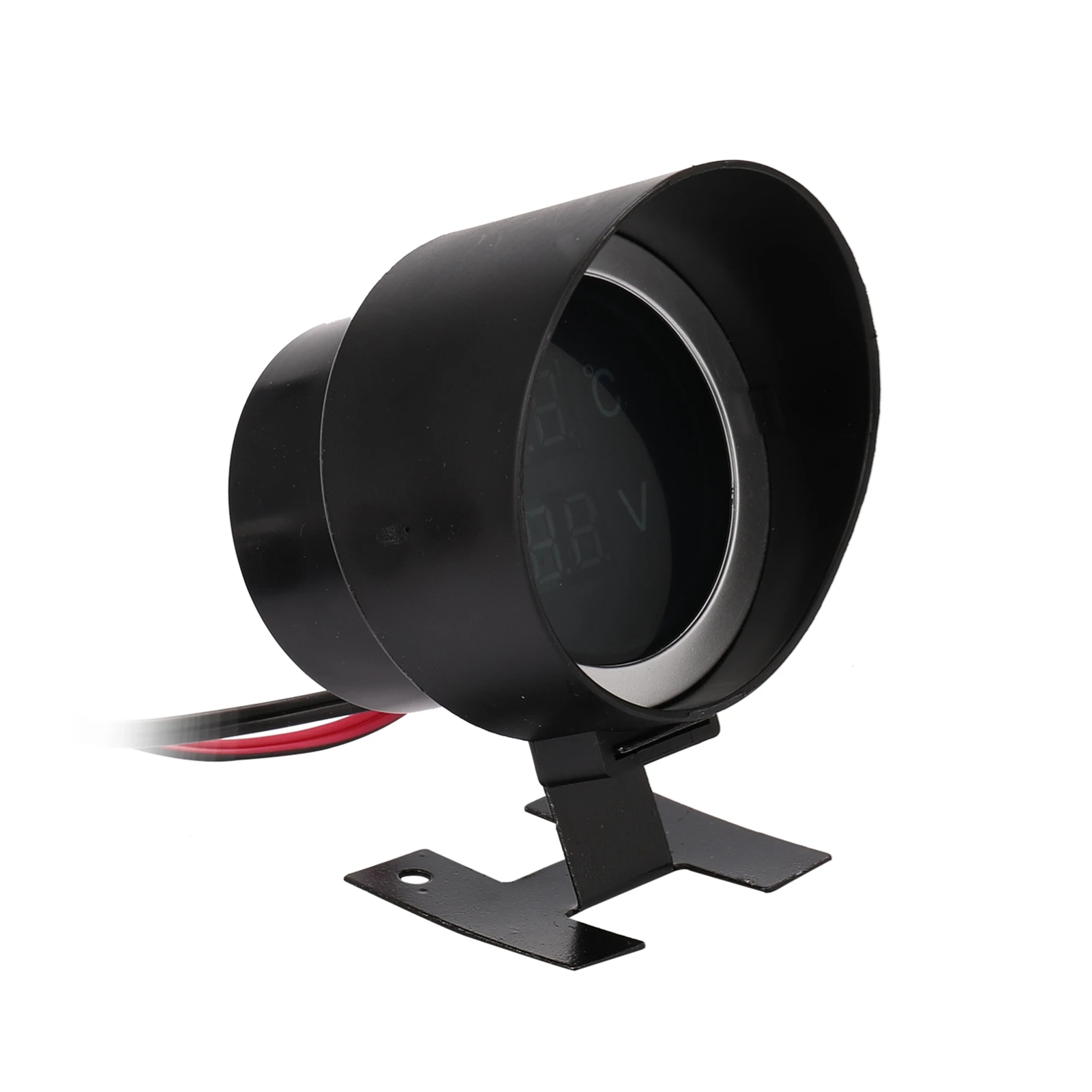 2-in-1-Autoanzeige, rund, LED, digital, für Auto, LKW, Wassertemperaturanzeige, 2-in-1-Wassertemperatur-Spannungsmesser für 12 V, 24 V, Fahrzeuge, LKWs