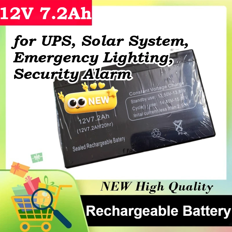 

12V 7.2Ah Standby Backup Lead Acid Battery Maintenance-Free for UPS, Solar System, Emergency Lighting, Security Alarm