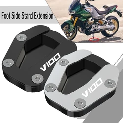 Motorcycle Bike Kickstand Extender Foot Side Stand Extension Foot Pad Support Plate For Moto Guzzi V100 V 100 Mandello 2023 2024