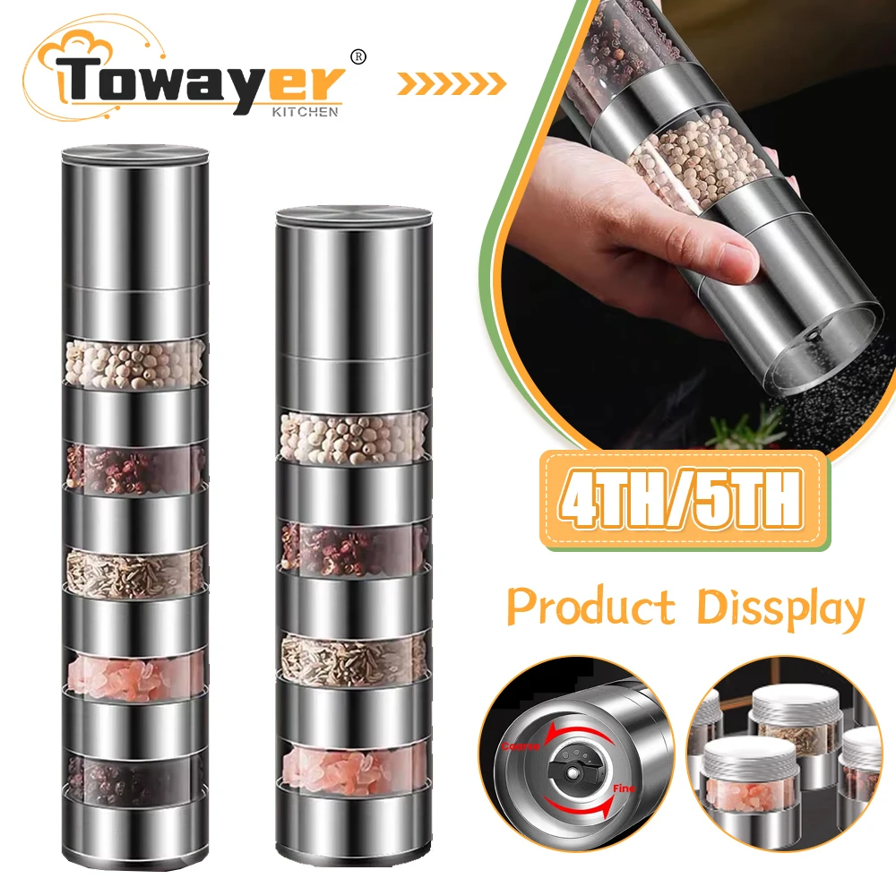 

2 in 1 Manual Pepper Grinder Adjustable Double Head Salt Spice Mills Pepper Crusher Household Seasoning Bottle Kitchen Gadgets