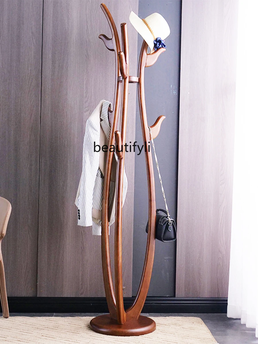 All Solid Wood Coat Rack New Chinese Style Corner Bedroom Vertical Clothes Rack Floor Hanger Storage