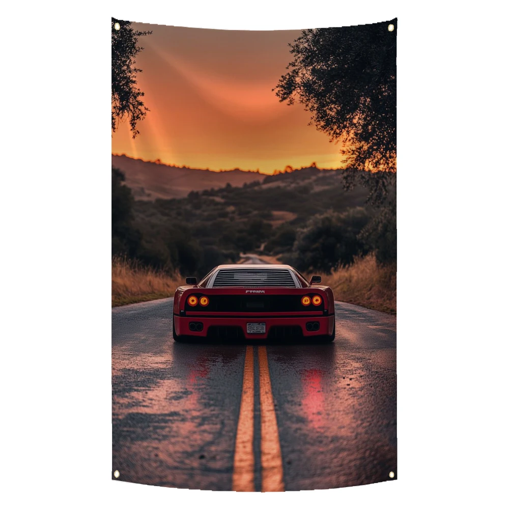 Horse Flag Polyester Digital Printed Tapestry Racing Car Banner Decoration suitable for outdoor activities in bar garages