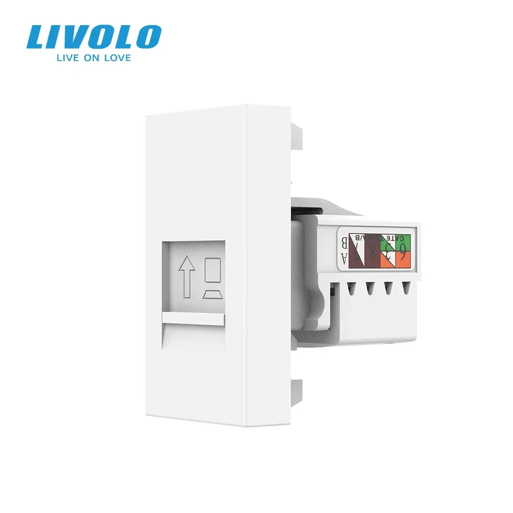 Livolo Computer Socket Electrical Socket Accessories, CAT6 Type Function Key,Plastic Materials, EU Standard, 22.5*45mm Dimension