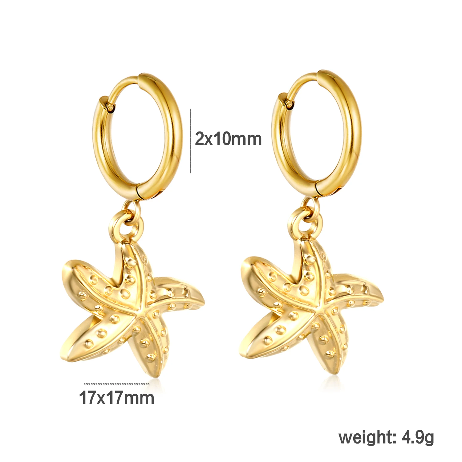 LUXUSTEEL Sea Star Conch Drop Earring for Women Lady Stainless Steel Sea Turtle Female Hoop Earrings Jewelry Party Gifts