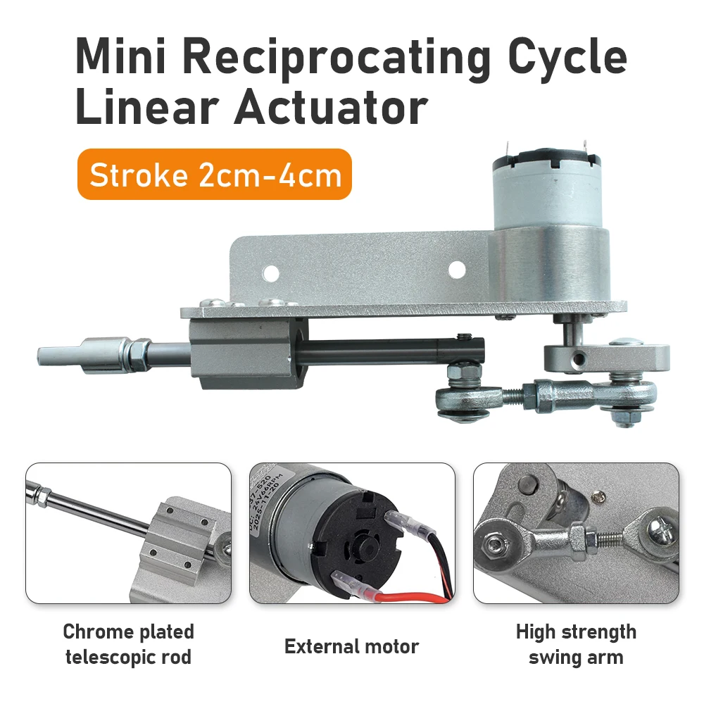 Mini Reciprocating Linear Actuator Motor Electric Push Pull Rod 2-4cm Stroke Adjustable Speed High Speed  Telescopic Motor