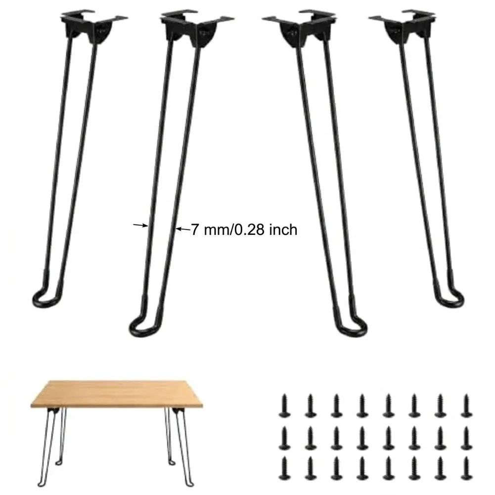 4PCS Foldable Metal Furniture Legs Black Desk Support Bracket 45cm Height For Coffee Table Writing Desk Use