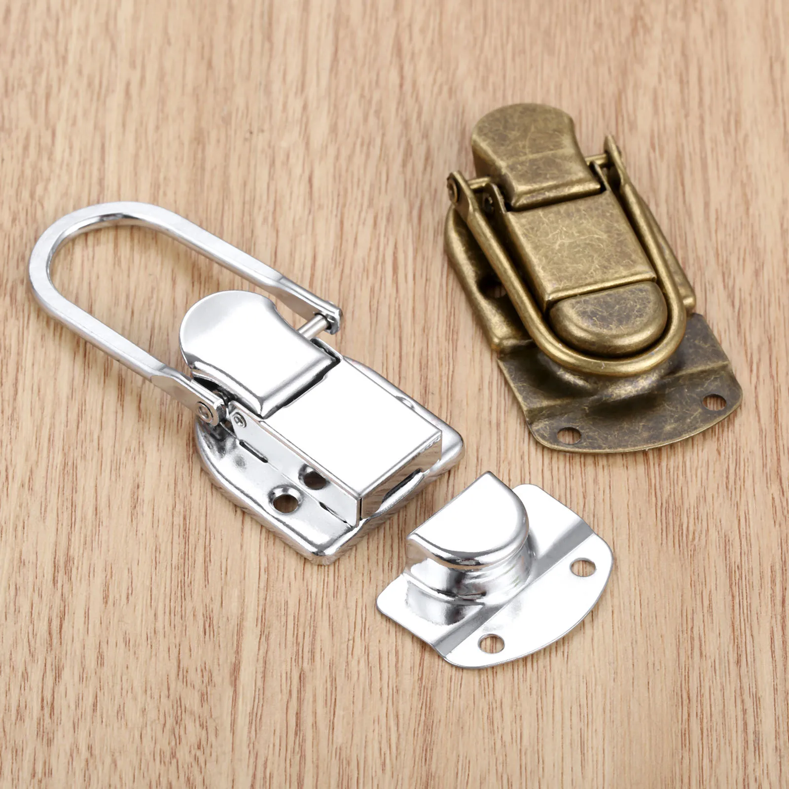 1set Vintage Metal Lock Hasp w/screw Latch Clasp Toggle Buckle Silver Bronze Jewelry Box Gift Case Furniture Hardware Suitcase