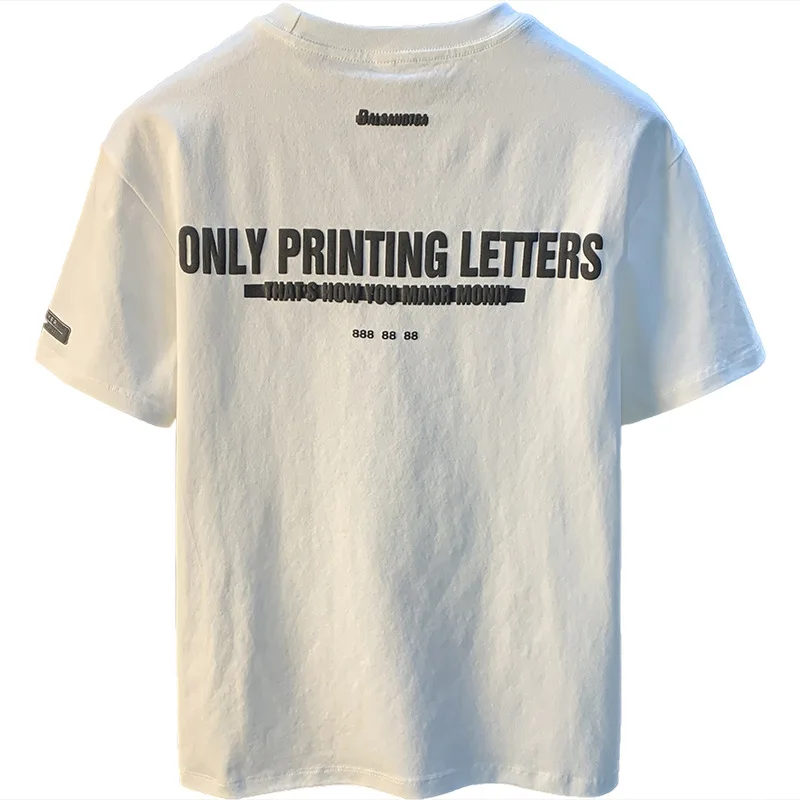 Letter printed trendy brand short sleeved T-shirt for men, thin, loose, casual and elastic men's top for summer 2025