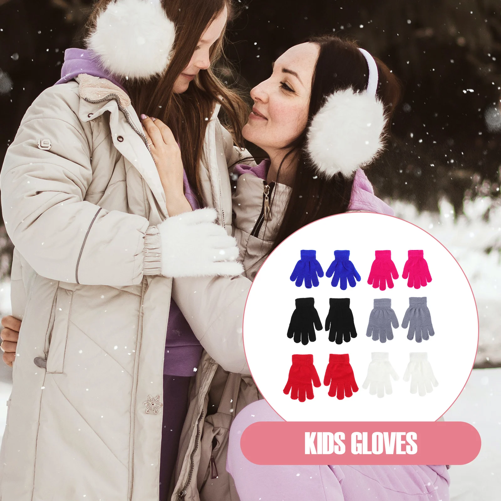 

Warm Children Gloves Eco friendly Acrylic Yarn No Smell Lightweight Compact Size Winter Kids Keep Warm Simple Cold proof