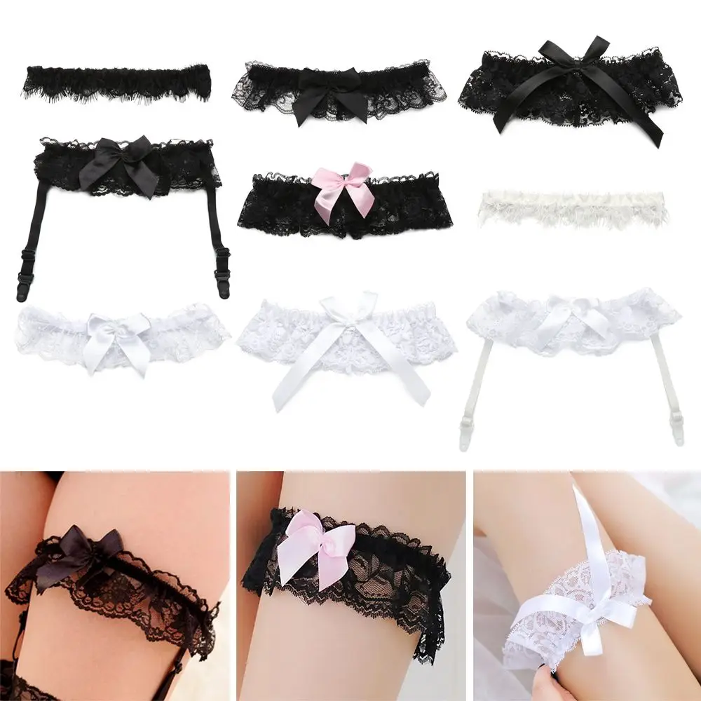 1 buah Lingerie modis seksi Garter pernikahan sabuk Cosplay pengantin aksesori pesta cincin kaki elastis renda ikatan simpul