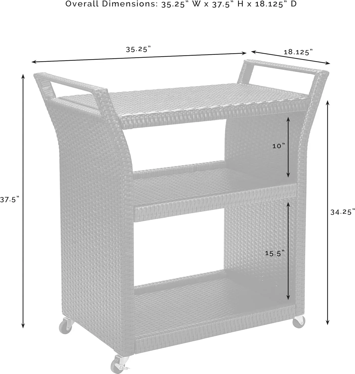 Palm Harbor Outdoor Wicker Rolling Bar Cart-braun