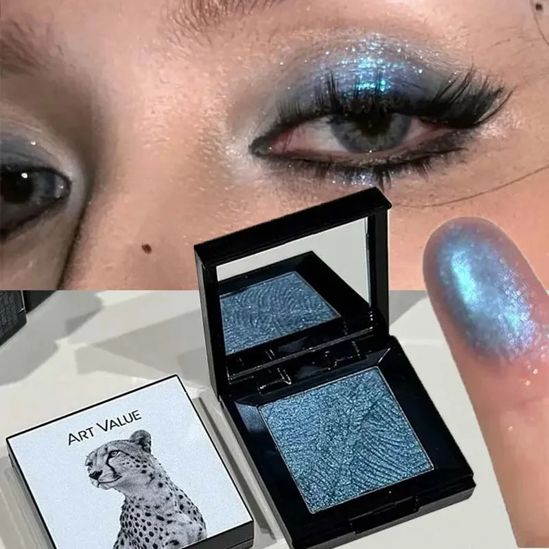 Metallic Glitter Eyeshadow Palette Chameleon Dark Blue Pearlescent Sparkling Lasting Eye Shadow Shimmer Brightening Highlighter