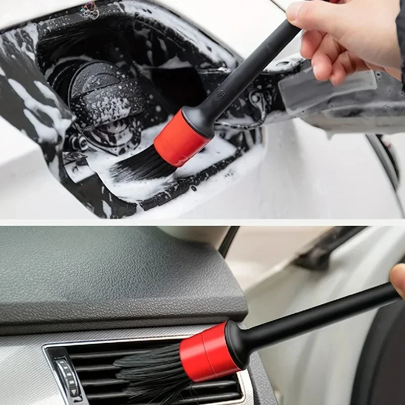 6Pcs Car Wash Care Detailing Brush Set,for cleaning wheels, dashboards, vents and more,Car Cleaning Brushes, Car Accessories