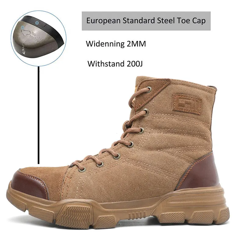 Steel Toe Work Shoes Safety Boots Men Non Slip Work Sneakers Men Safety Shoes ConstructionShoes Anti-Puncture Security Shoes