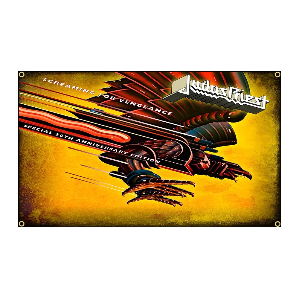 90x150cm 3X5FT J-Judas P-Priest Heavy Rock Band Flag Polyester Printed Banner for Garage Wall Art Out Door Decoration