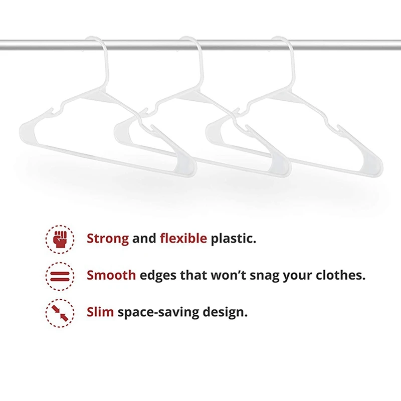 White Plastic Hangers, Plastic Clothes Hangers Perfect For Everyday Standard Use, Clothing Hangers (White, 80 Pack)