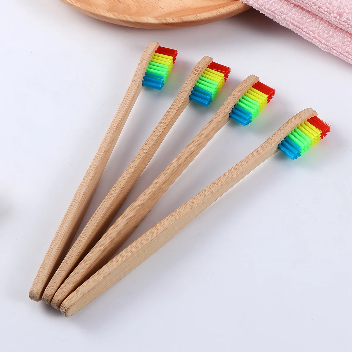 

12 pcs Bamboo Toothbrush Eco-Friendly Biodegradable Ergonomic Handle Strong Cleansing Removal Sensitive