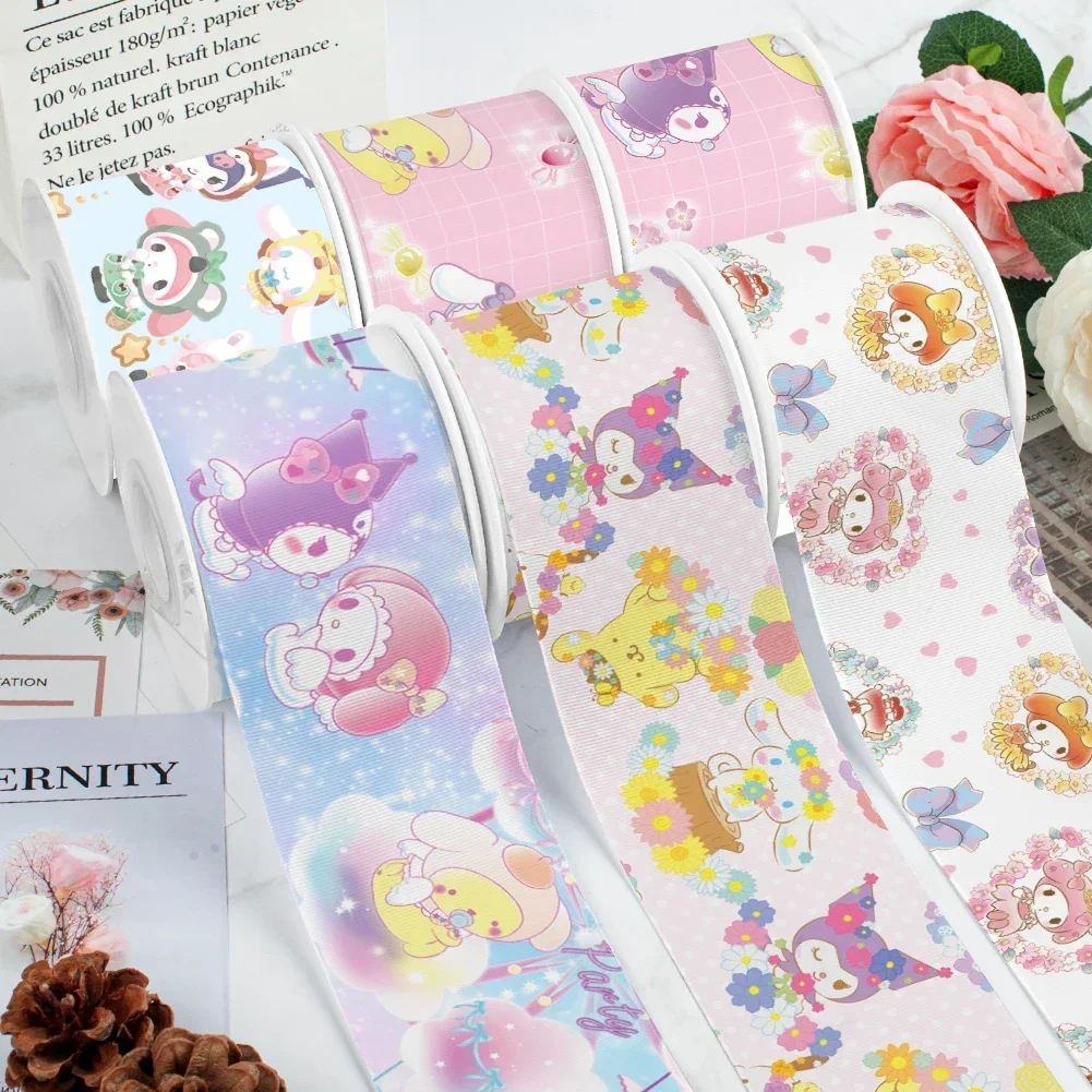 10 Yards Addorable Friends Sanrio Characters Ribbon My Melody Grosgrain Satin Ribbon For DIY Handmade Decoration Materials