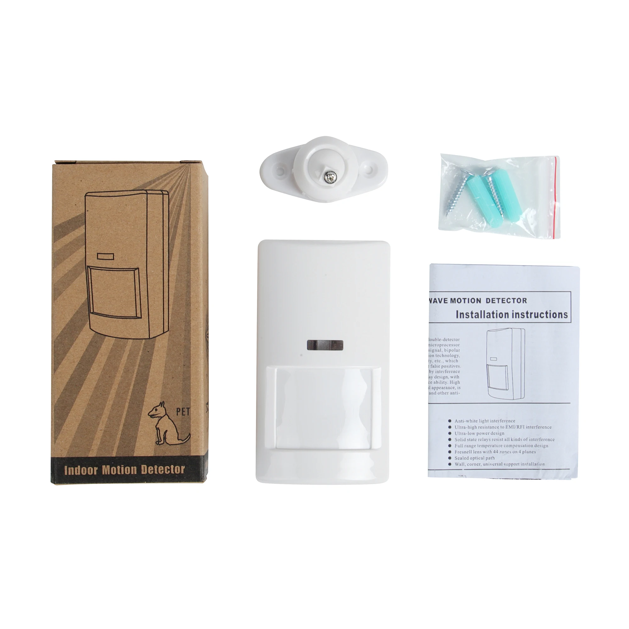 Wired PIR Motion Sensor De Movimiento Alarma Anti-pet 12-Meter 100° Detecting Range Anti-tamper for Security Protection