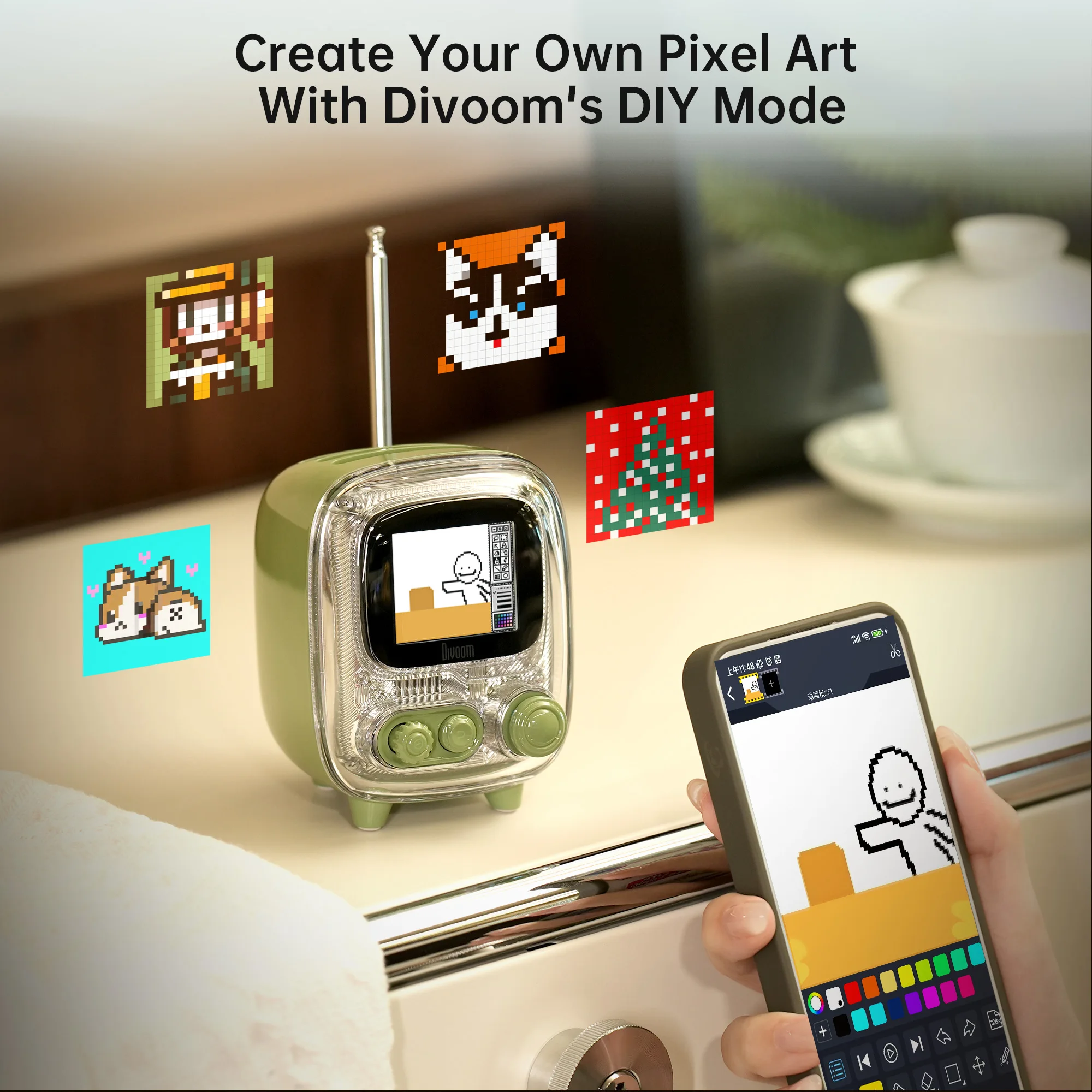 Divoom T- Santooo-2 Tragbare Mini-Retro-Bluetooth-Radios AM FM Vintage Schlafhilfe Bluetooth-Lautsprecher hochwertiger Subwoofer 2025, Neu