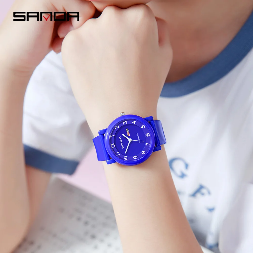 SANDA 3255 Waterproof Quartz Watch For Children And Students Dual Calendar Display Simple And Stylish Student Watch 2026
