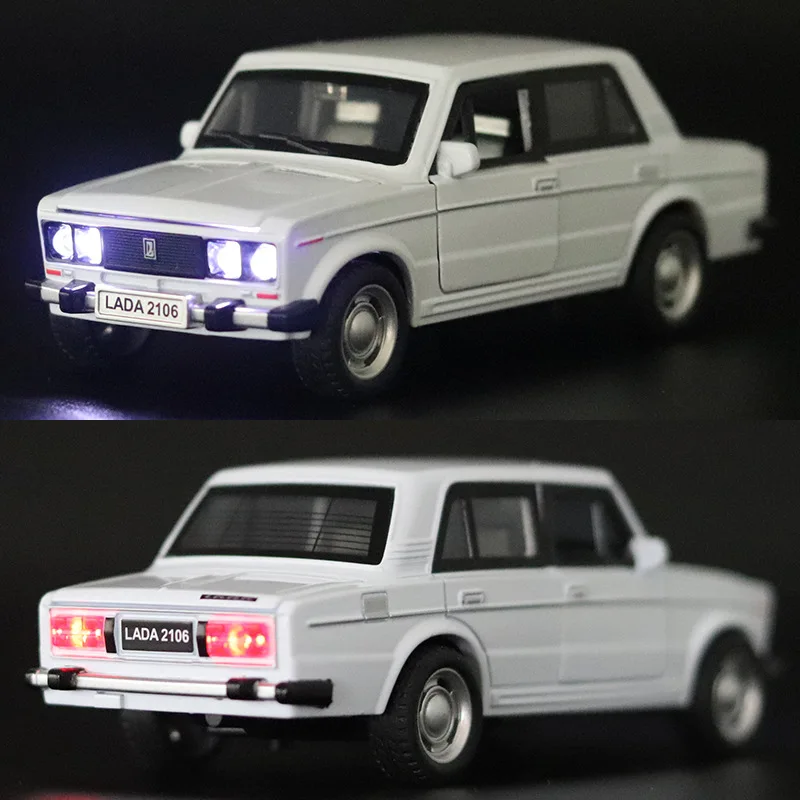 1:32Retro Lada Simulation Auto Legierung Modell Sound Licht ziehen Tür Modell Auto Spielzeug für Kinder Weihnachts geschenke zurück