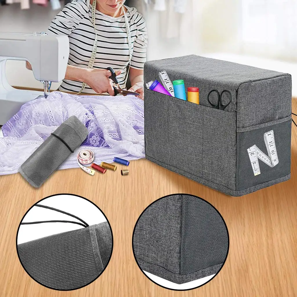 

Universal Sewing Machine Cover with Pockets Protector Portable Black Tote Bag