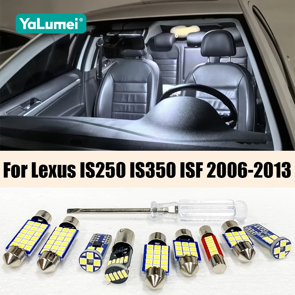 Für Lexus IS250 IS350 ISF 2006-2013 17-teiliges LED-Glühbirnen-Set für Innenbeleuchtung, Leselampe, Schminkspiegel, Kennzeichenbeleuchtung, Kofferraumbeleuchtung und Zubehör