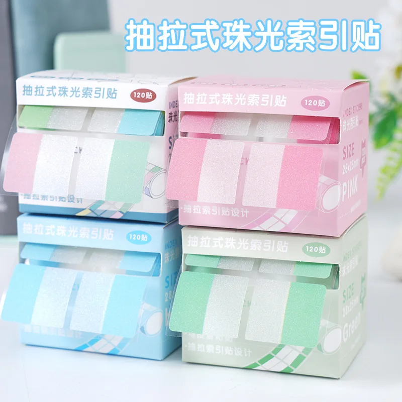 Pull-Out Index Sticky Notes - Pearlescent Translucent Tabs, Bright Dopamine Colors, Aesthetic Memo Pad for Students  Index Tabs