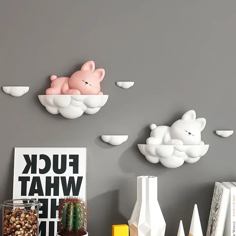 Modern Resin Wall Hanging Cute Cloud Sleepy Rabbit Home room Background Wall Sticker Decoration Dining Room Wall Mural Decor Art