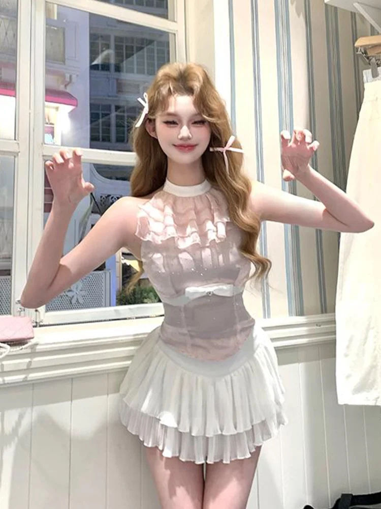 

Комплект XZY Chic: топ с узлом и пышная юбка для полных женщин, летний повседневный комплект с юбкой А-силуэта с высокой талией